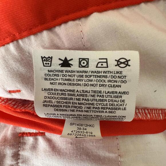 Nike Golf Pants Mens 38x33 Red/Orange Dri-FIT Stretch Flat Front Performance - Picture 16 of 16